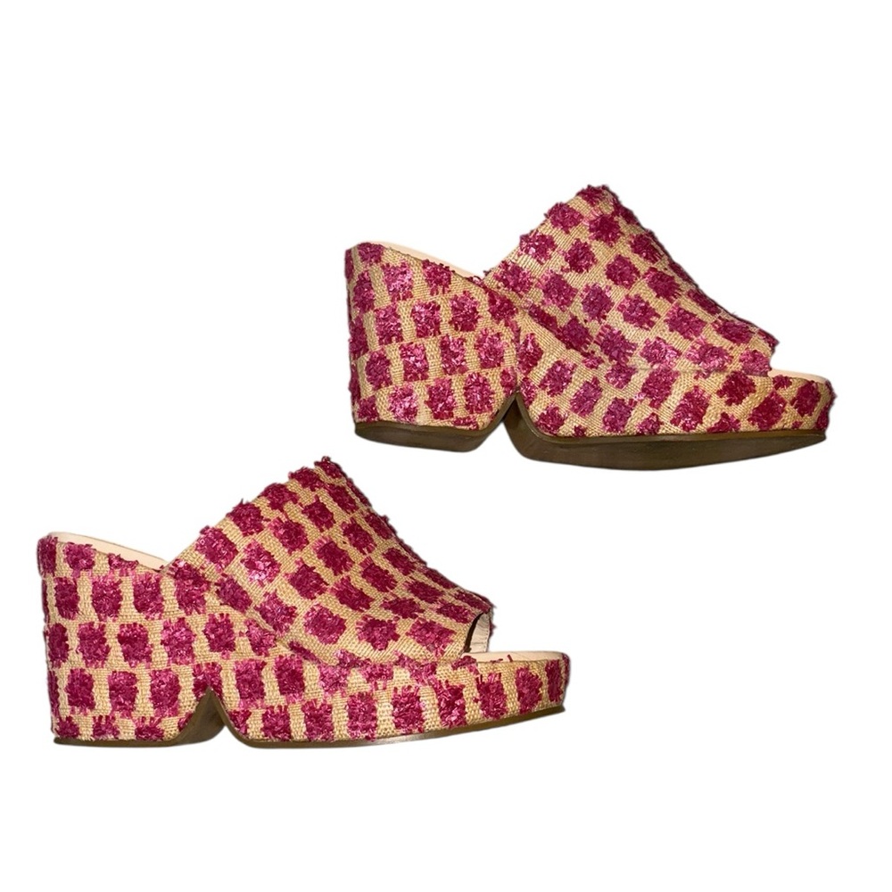 Cecelia New York Frost Platform Wedge Slide Sandals in Pink Pom - 9 - Picture 9 of 15